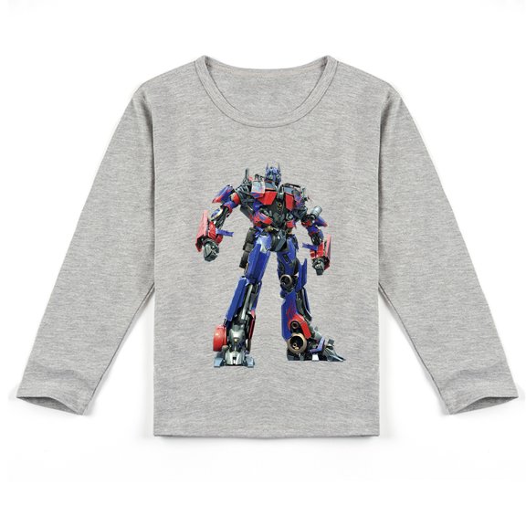Boys & Girls Transformers Comfy Long Sleeve Tee with Cool Print, Ideal for Seasonal Wear
