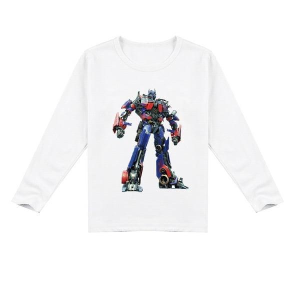 Boys & Girls Transformers Comfy Long Sleeve Tee with Cool Print, Ideal for Seasonal Wear