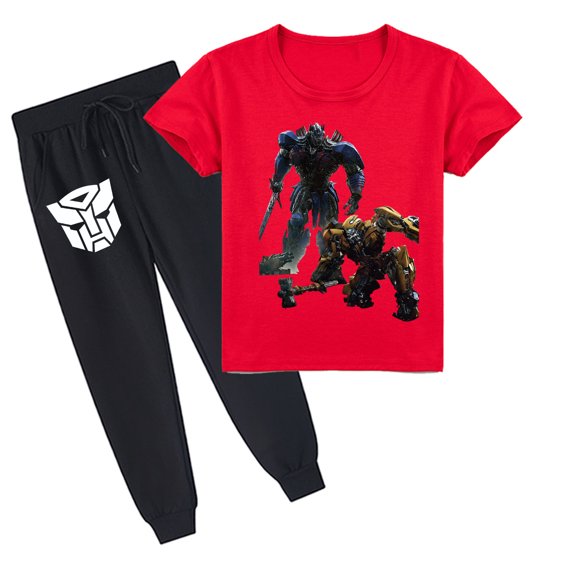 Boys & Girls Transformers Crew Neck Cotton Short Sleeve T-shirt and Long Pants Outfit