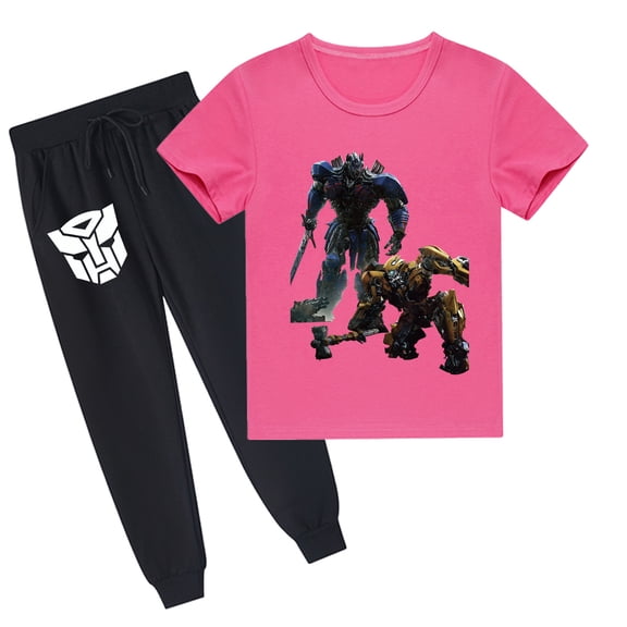 Boys & Girls Transformers Crew Neck Cotton Short Sleeve T-shirt and Long Pants Outfit
