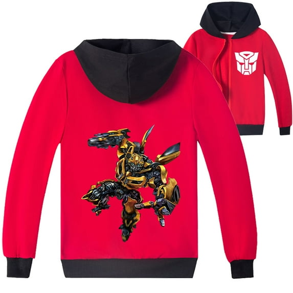 Boys & Girls Transformers Design Zippered Hooded Jacket, Ideal Outerwear for Spring and Fall Weather