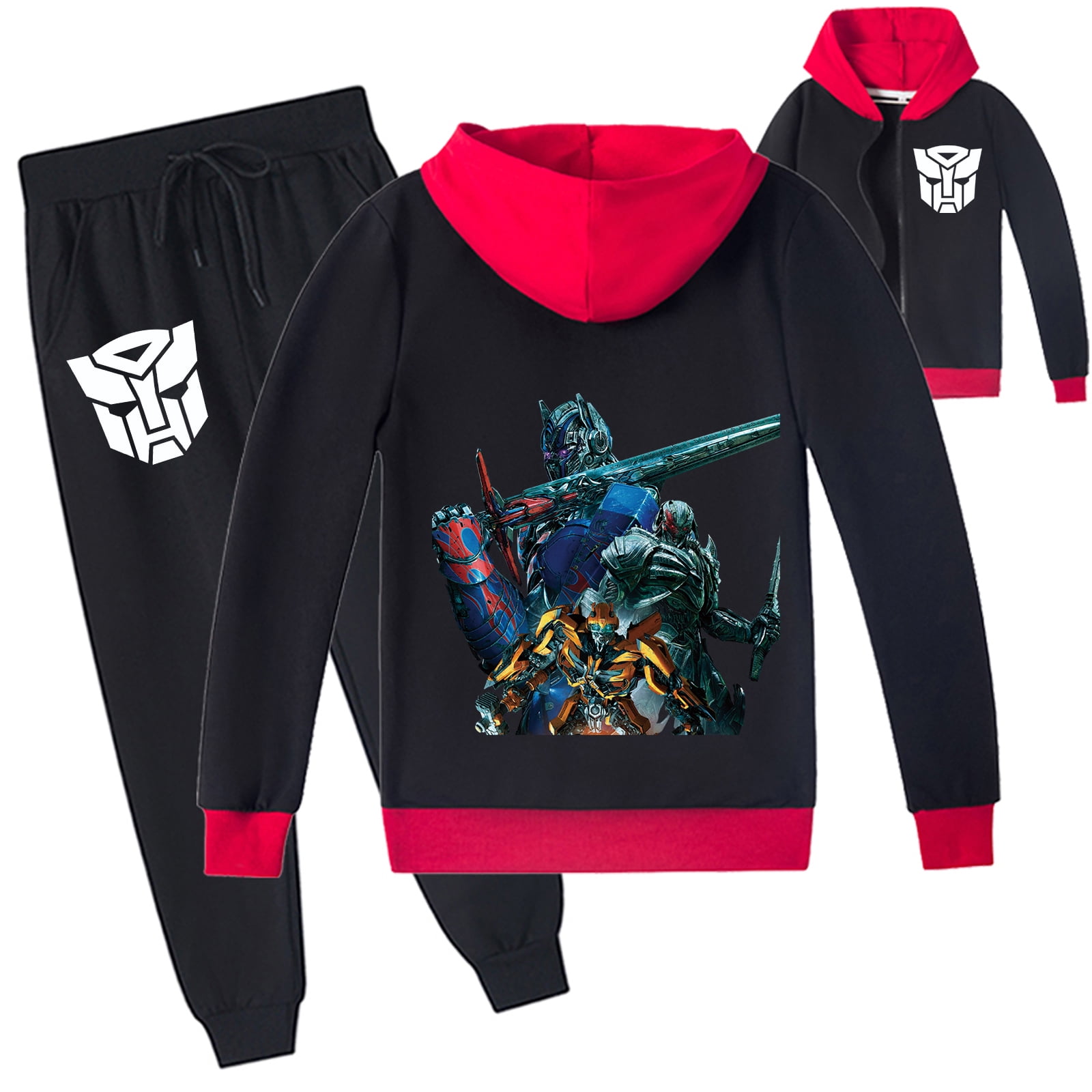 Boys 2-Piece Tracksuit Set - Oversized Letter Graphic Hoodie & Flare Pants Outfit