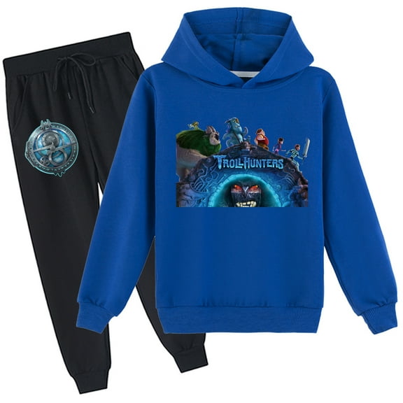 Boys Girls Trollhunters Fashion Sport Hoodies Loose Sweatshirts Print Spring Autumn Hooede Pants Sets