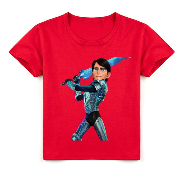 Boys Girls Trollhunters Print Breathable Cotton Short Sleeve T-shirt Kids Casual Sport Top for Summer