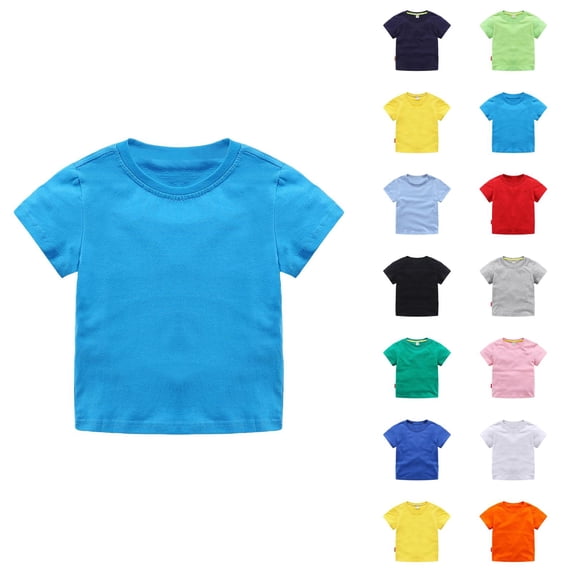 Boys Girls Tshirts Summer Casual Short Sleeve Crewneck T Shirts Kids Versatile Basic Plain Tees