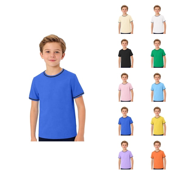 Boys Girls Tshirts Summer Casual Short Sleeve Crewneck Tee Shirt Kids Basic T Shirts