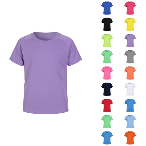 Boys Girls Tshirts Summer Lightweight Breathable Rash Guard Quick Drying Short Sleeve Crewneck Basic Plain T Shirts