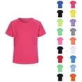 thumbnail image 1 of Boys Girls Tshirts Summer Lightweight Breathable Rash Guard Quick Drying Short Sleeve Crewneck Basic Plain T Shirts, 1 of 4