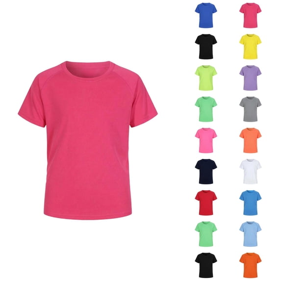 Boys Girls Tshirts Summer Lightweight Breathable Rash Guard Quick Drying Short Sleeve Crewneck Basic Plain T Shirts