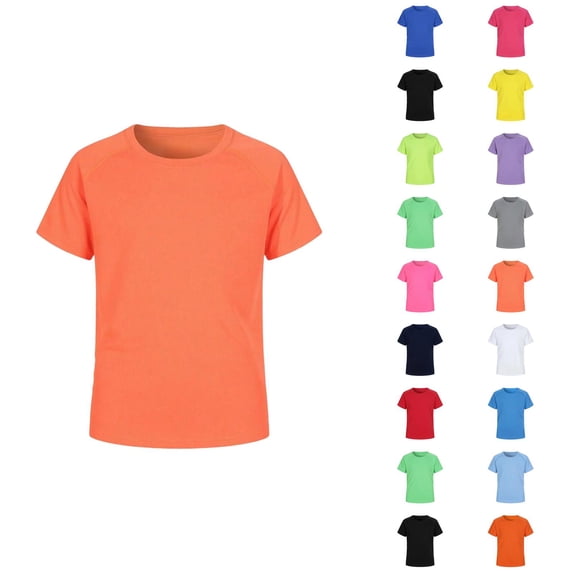 Boys Girls Tshirts Summer Lightweight Breathable Rash Guard Quick Drying Short Sleeve Crewneck Basic Plain T Shirts