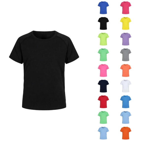 Boys Girls Tshirts Summer Lightweight Breathable Rash Guard Quick Drying Short Sleeve Crewneck Basic Plain T Shirts