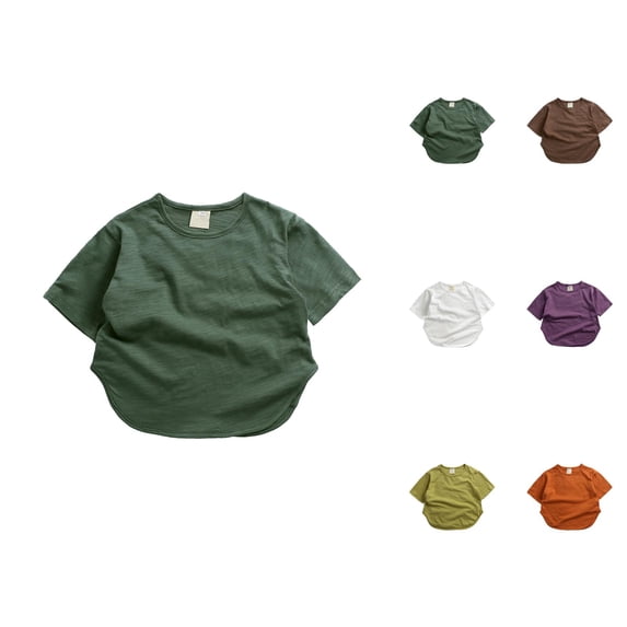 Boys Girls Tshirts Summer Lightweight Short Sleeve Crewneck Loose T Shirts Kids Undershirt