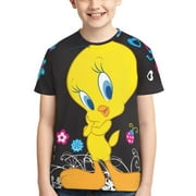 Boys Girls Tweety Bird T-Shirts 3d Printed Novelty Short Sleeve Shirts Kids Youth Game Cartoon Tee Shirts Summer Tops