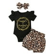 thumbnail image 1 of Boys Girls Two Piece Outfits Newborn Infant Baby Girls Letter Romper+Leopard Shorts+Headbands Outfits Set Summer Outfits for Girls Boys, 1 of 7
