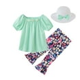 thumbnail image 1 of Boys Girls Two Piece Outfits Toddler Baby Kids Girls Floral Tops T-Shirt Princess Pants With Hat Outfits Summer Outfits for Girls Boys, 1 of 9