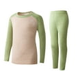 thumbnail image 1 of Boys Girls Two-piece Underwear Slim Fit Home Wear Sets Color Block Fleece Cotton Thermal Long Johns Loungwear, Green 16 Years, 1 of 7