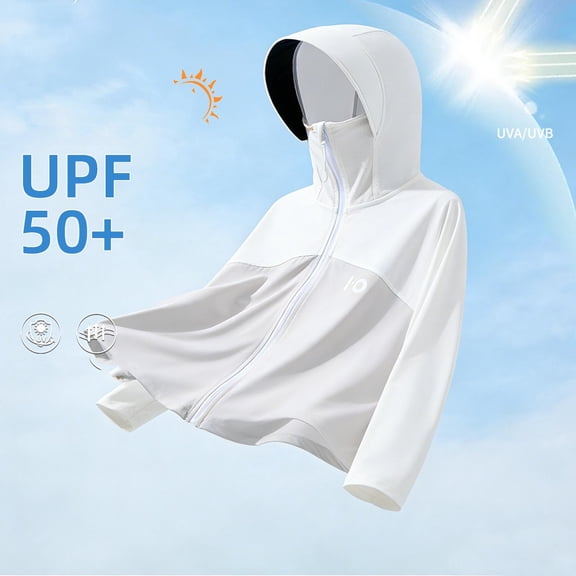 YSUEJPF Boys Girls UPF 50+ Sun Protection UV Shirts Full Zip Hooded Swim Shirts Face Mask Neck Gaiter Rash Guard Color Block Long Sleeve Jackets