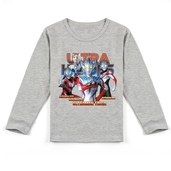 Boys & Girls Ultraman Comfy Long Sleeve Tee with Cool Print, Ideal for Seasonal Wear