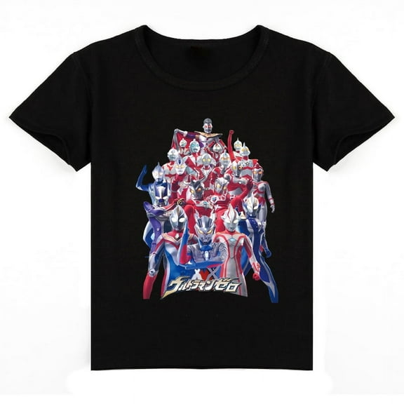 Boys Girls Ultraman Cotton Crew Neck Breathable Short T-shirt Kids Fashion Casual Sport Top Summer Clothes