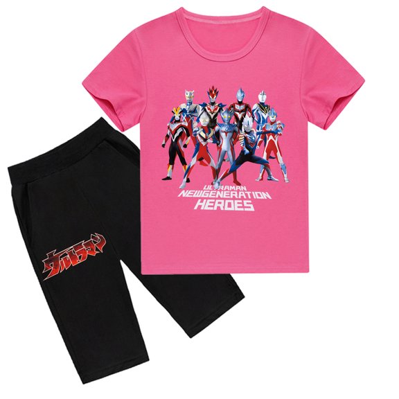 Boys & Girls' Ultraman Crew Neck Cotton Short Sleeve T-shirt and Shorts, A Stylish Choice
