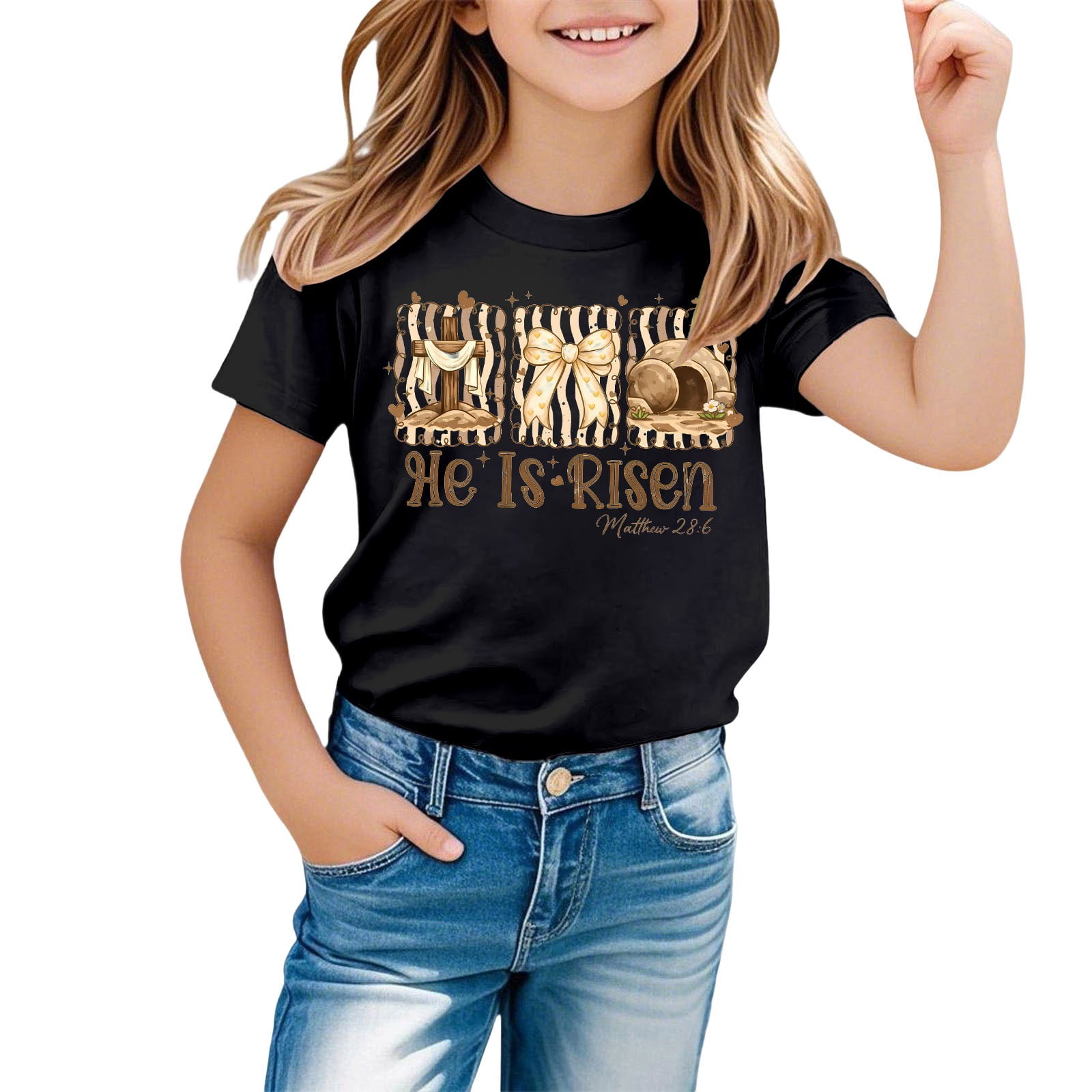 Boys Girls Unique Easter Print T Shirts Black 12Y-13Y - Walmart.com