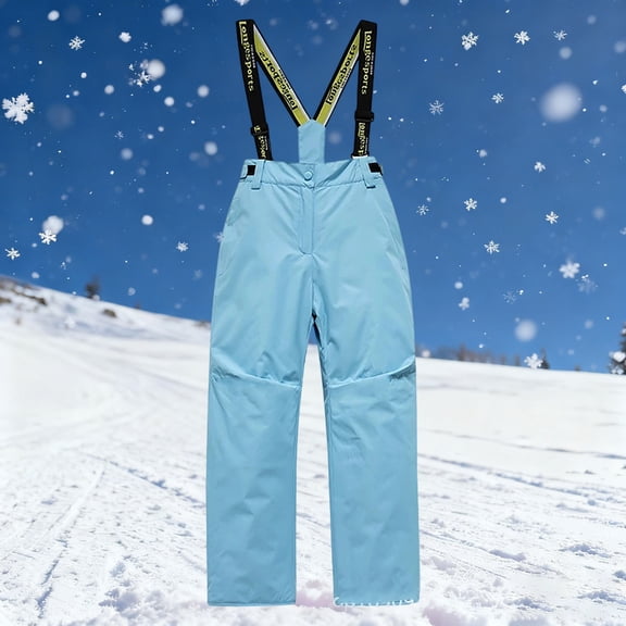 Boys Girls Unisex Classic Ski & Snow Bib Overall Winter Snowsuit Water-Resistant Windproof Outdoor Rain Bib Solid Color Trendy Winter Outerwear