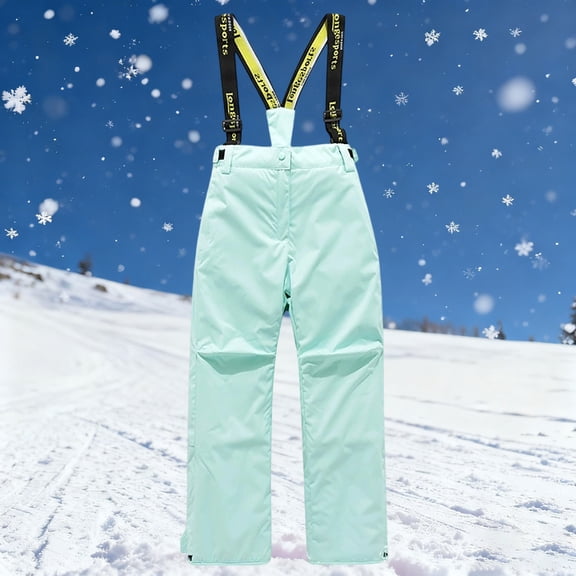 Boys Girls Unisex Classic Ski & Snow Bib Overall Winter Snowsuit Water-Resistant Windproof Outdoor Rain Bib Solid Color Trendy Winter Outerwear