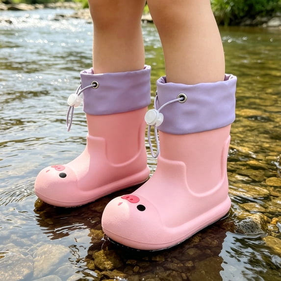 Boys Girls Unisex Rain Boots Easy-On Lightweight Non- Outsole for Outdoor Rainy Day Play(5.5-6 Years,Red2)