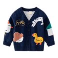 thumbnail image 1 of Boys Girls V-Neck Cardigan Kids Button Up Long Sleeve Knitted Sweaters Jacket, 1 of 10