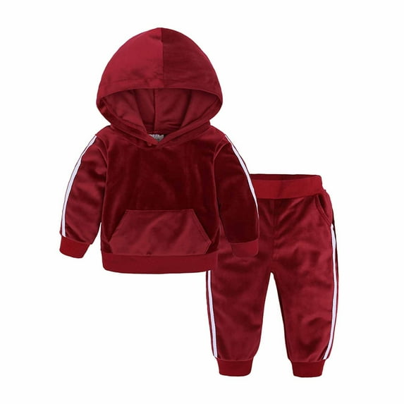 Boys Girls Velvet Hooded Tracksuit, Kids Hoodies Sweatshirt Pullover Tops with Sweatpants Fall Winter Outfit Set Kids Fall Outfits 3-4Y