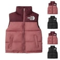thumbnail image 1 of Boys' And Girls' Down Vests With Stand Collar Patchwork Children's Clothing Winter Vests Outer Wear Sports Style Casual Tops Sleeveless Jackets Red 14 Years, 1 of 10