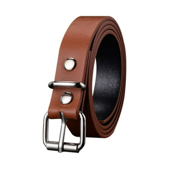 Boys Girls Vintage Retro Thin Waist Strap Children Leather Belt Pin Buckle Waistband Trouser Dress Belts CAMEL