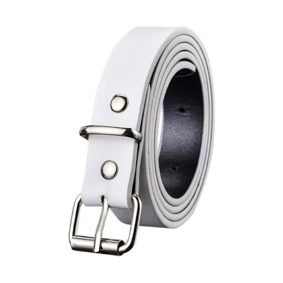 Boys Girls Vintage Retro Thin Waist Strap Children Leather Belt Pin Buckle Waistband Trouser Dress Belts WHITE