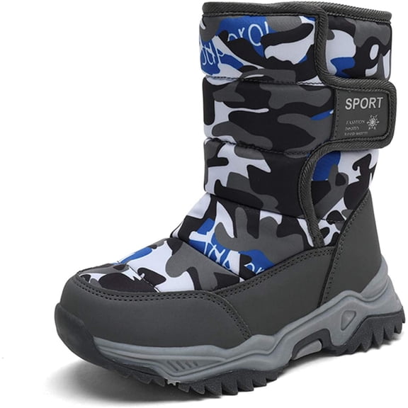 Boys Girls Warm Snow Boots Plush Lining Non-Slip Cold-Proof Cotton Boots Kids Winter Outdoor Sports Shoes (Toddler/Little Kid/Big Kid)