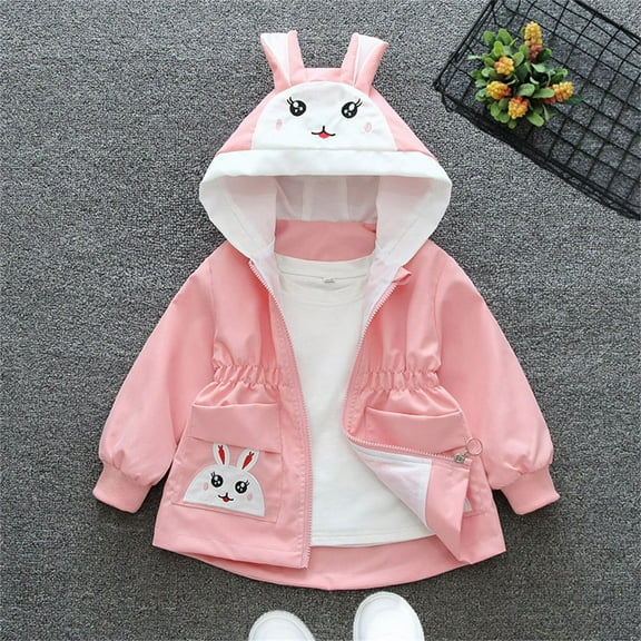 Boys Girls Waterproof Hooded Jackets Cotton Lined Rain Jackets Cartoon Baby Children Coat Long Sleeve Top Pink 14 Years