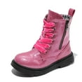 thumbnail image 1 of Boys Girls Waterproof Lace Up Side Zipper Mid Calf Combat Boots Pink 3 Little Kid, 1 of 7