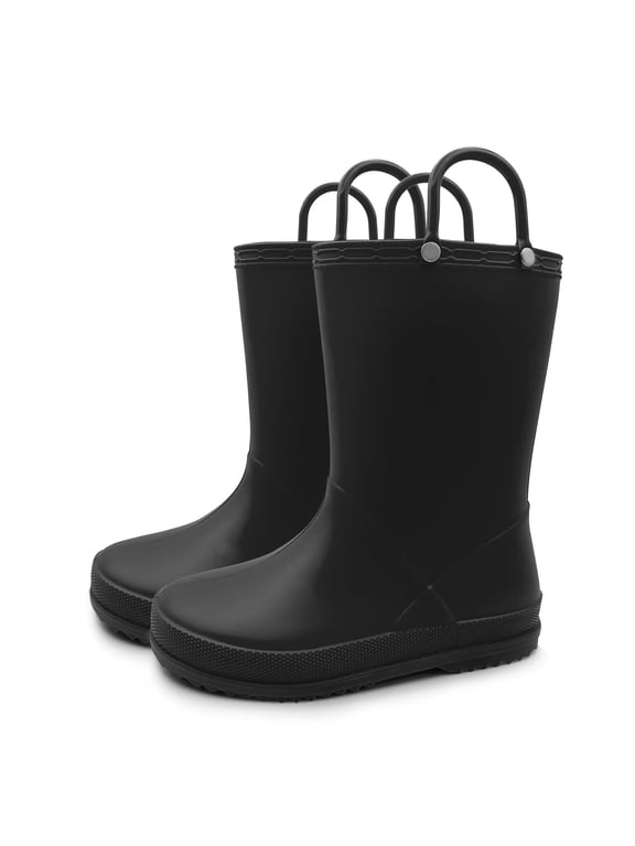 Boys Girls Waterproof Rain Boots Kids Toddler Solid Color Rain Shoes with Easy On Handles