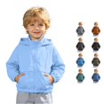 thumbnail image 1 of Boys Girls Waterproof Rain Jacket Lightweight soft Kids Windbreaker Hooded Coat Size 4-5 Years, 1 of 9