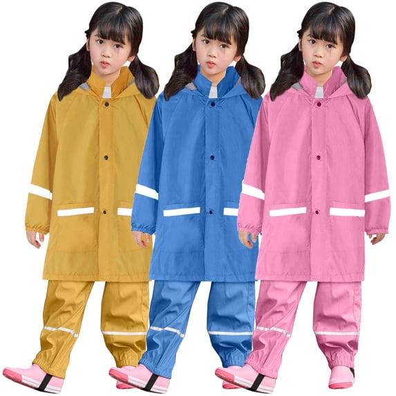 Boys Girls Waterproof Suit,Toddler 2-Piece Raincoat with Portable Storage Bag and Reflective Strip