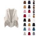 thumbnail image 1 of Boys Girls Western Cowboy Cow Girl Outfits Open Front Fringe Vest Party Dress Up Tassel Fringe Waist Coat Tops Costume, 1 of 4
