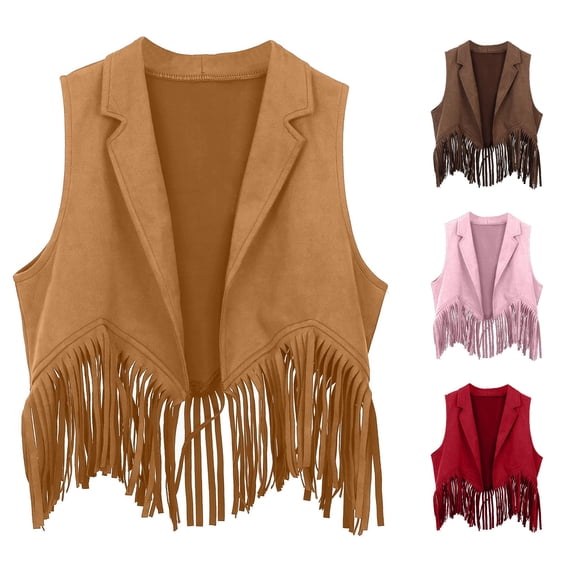 Boys Girls Western Cowboy Fringe Vest Tassel Waistcoat Party Dress Up Costume