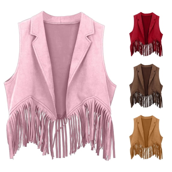 Boys Girls Western Cowboy Fringe Vest Tassel Waistcoat Party Dress Up Costume