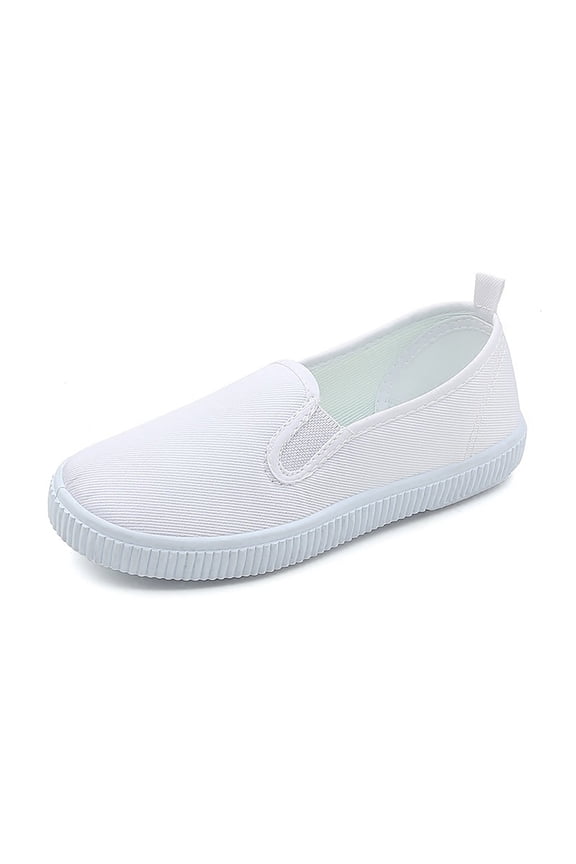 Boys Girls White Shoes for Kids Canvas Sneaker -on Light Weight Comfortable Causal Skin-Friendly Walking Shoes