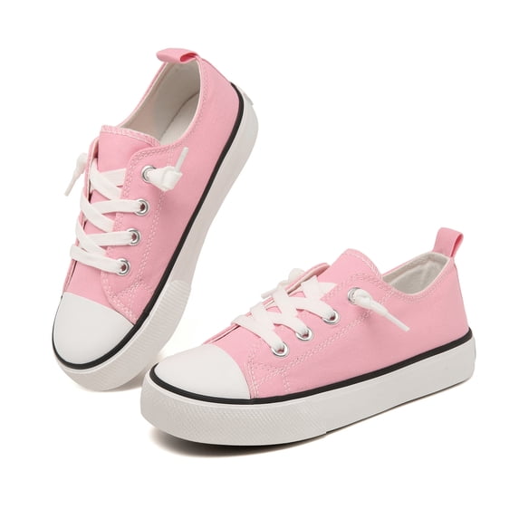 UYSYZBC Toddler & Little Kids Wide Toe Box Lace-Up Canvas Shoes, Boys Girls Cushioned Non-Slip Casual Sneakers,Pink
