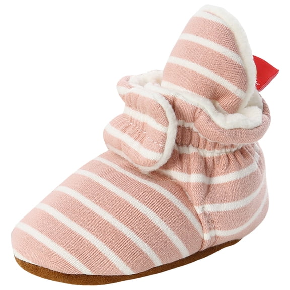 Boys Girls Winter Ankle Boots Warm Cozy Baby Slippers Stay On Sock Barefoot Shoes Non Slip Adjustable Newborn Booties Pink Size 5.5 Toddler