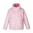 thumbnail image 1 of Boys Girls Winter Coat Fuzzy Fleece Zip Up Jacket Long Sleeve Mock Neck Top Kids Warm Fluffy Plush Winter Clothes Pink 5 Years, 1 of 6