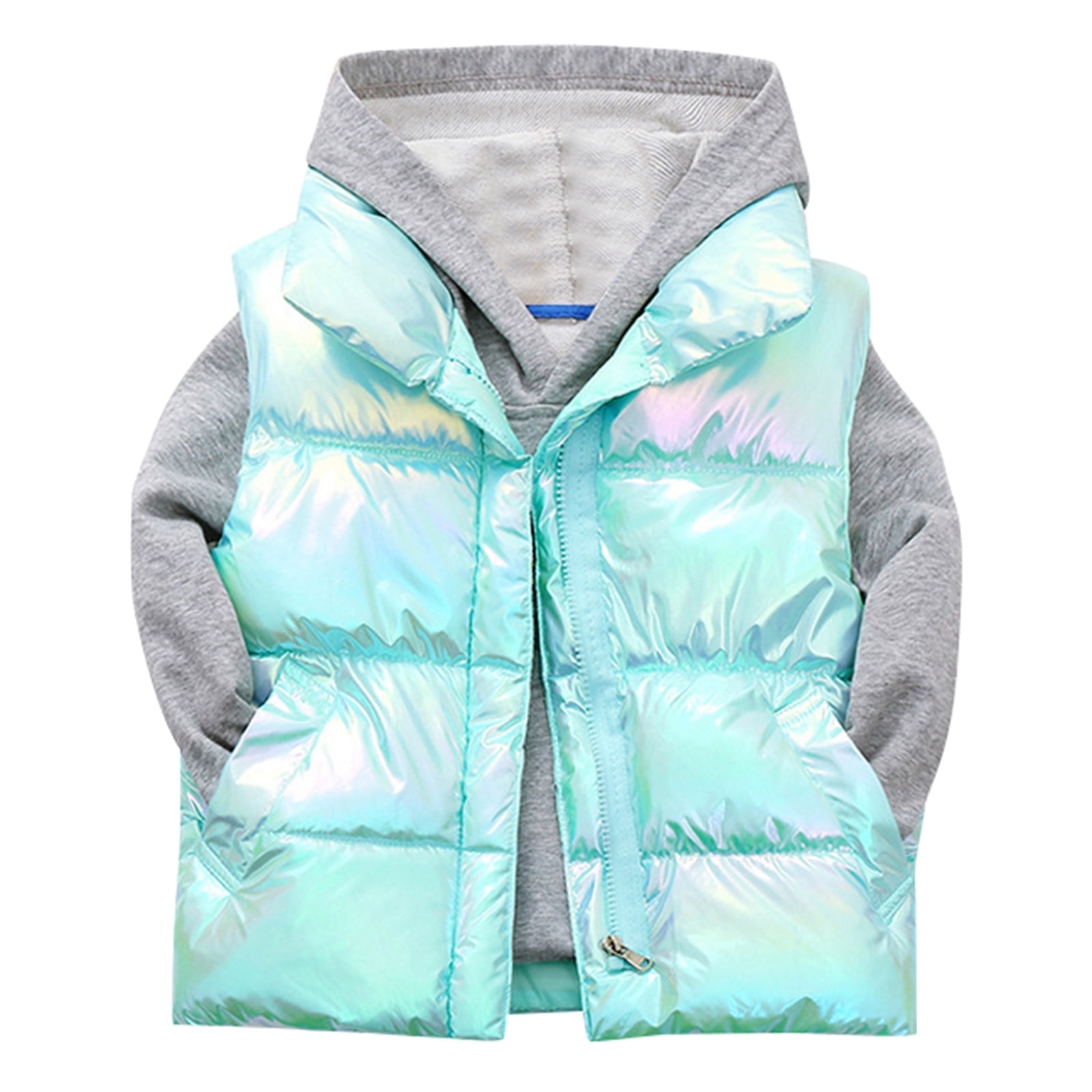 Happy Cherry Kids Puffer Hooded Vest - Fleece Lined, Windproof, Winter Fall Spring Coat For Toddlers