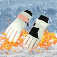thumbnail image 1 of Boys & Girls Winter Gloves Solid Color Windproof Warm Lock Temperature Ski Riding Gloves Thermal Fabric Comfortable Cute for Kids 3-15Years Outdoor Cold Weather Activities, 1 of 5