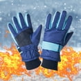thumbnail image 1 of Boys & Girls Winter Gloves Solid Color Windproof Warm Lock Temperature Ski Riding Gloves Thermal Fabric Comfortable Cute for Kids 3-15Years Outdoor Cold Weather Activities, 1 of 6