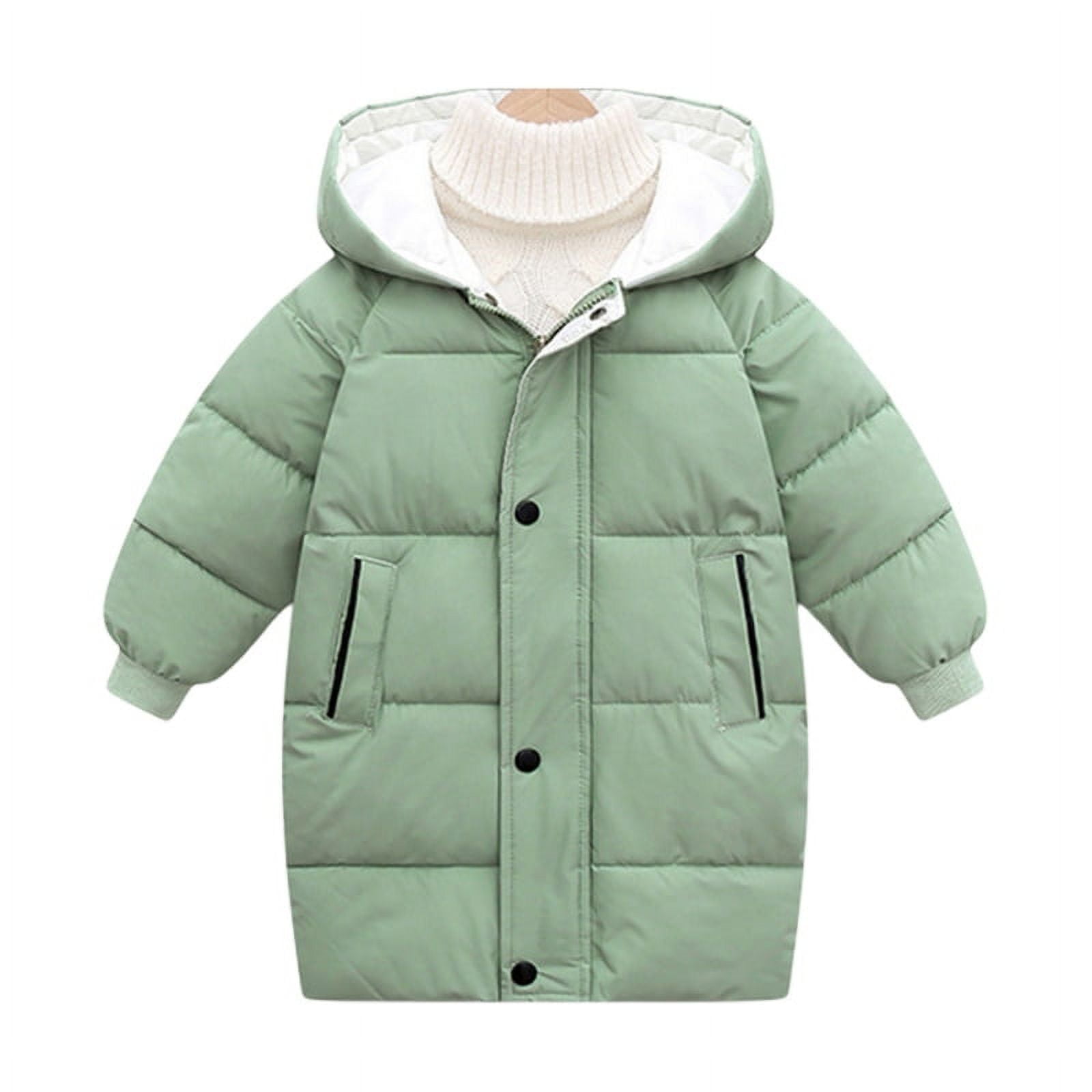 Boys Girls Winter Hooded Long Down Coats Outwear Kids Windproof Puffer Jackets Padded Parka Outwear 4-9Y